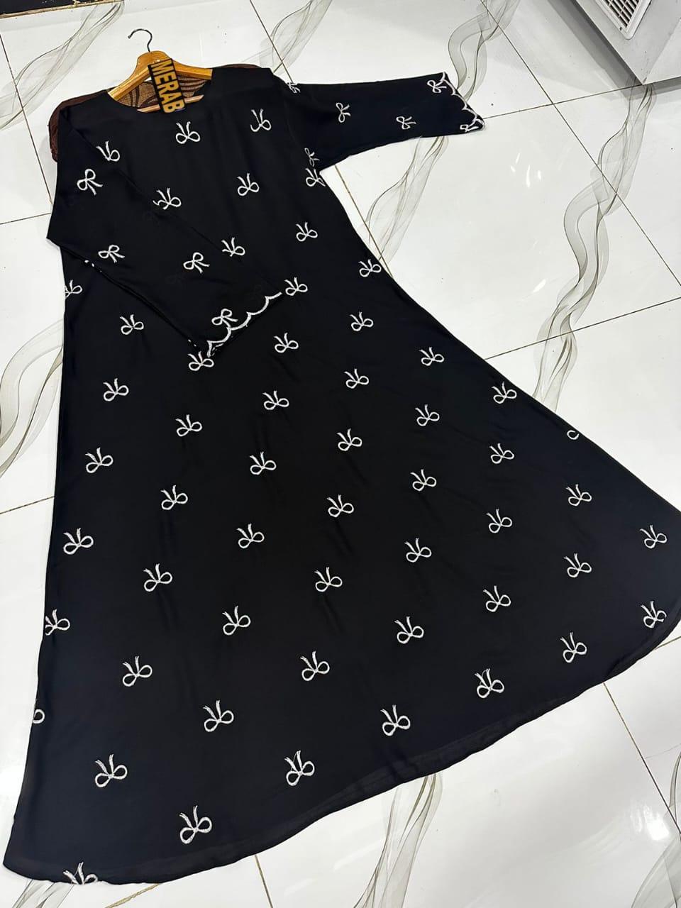 Elegant Georgette Embroidered Full Abaya – Timeless Modest Wear
