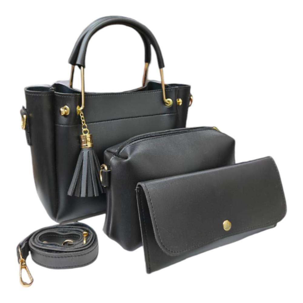 Women's PU Leather Plain Handbag Set – Stylish & Durable Shoulder Bags