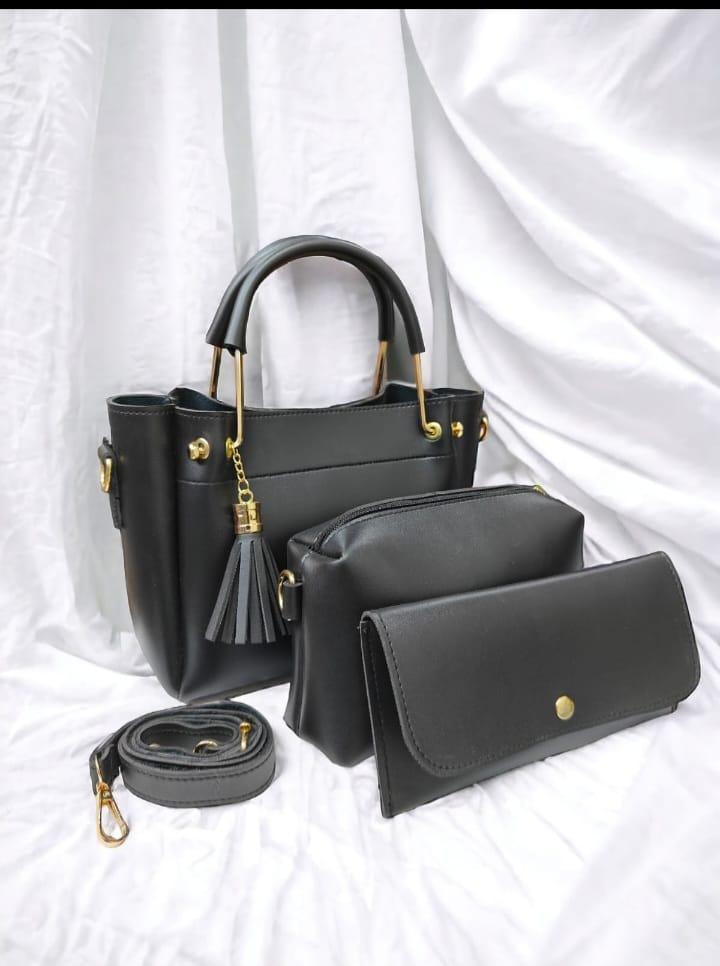 Women's PU Leather Plain Handbag Set – Stylish & Durable Shoulder Bags