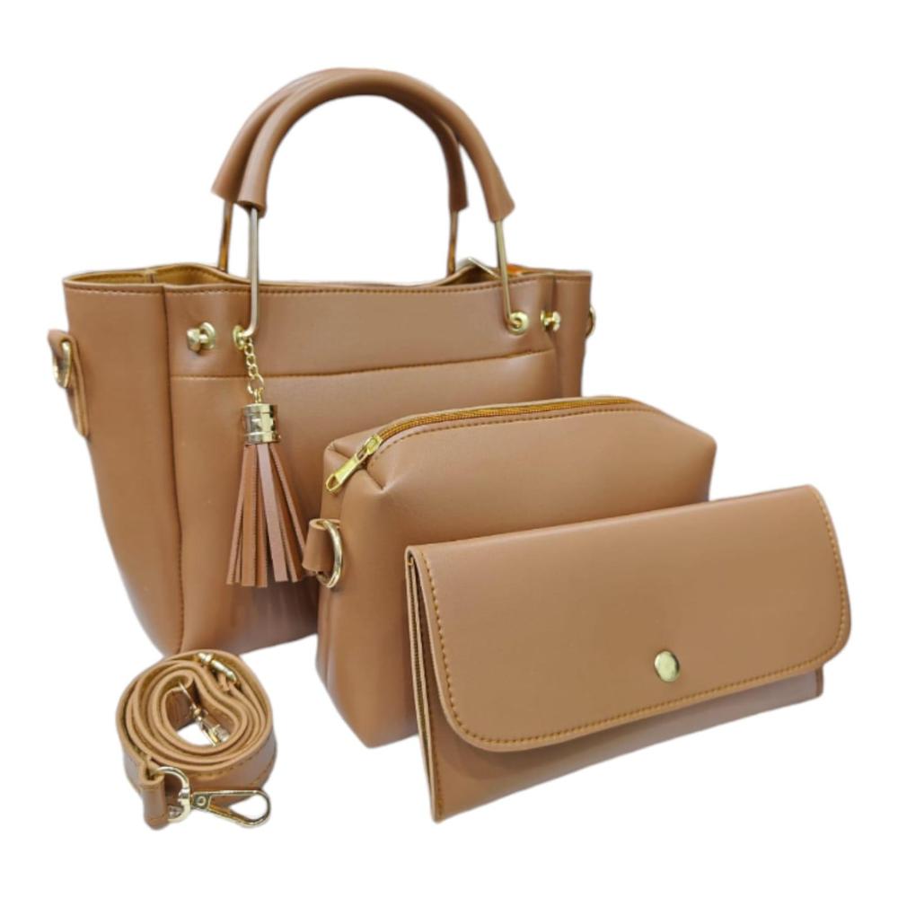 Women's PU Leather Plain Handbag Set – Stylish & Durable Shoulder Bags