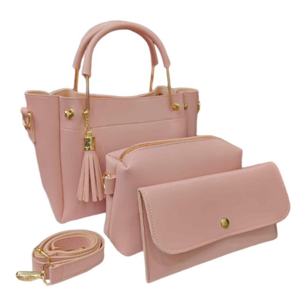 Women's PU Leather Plain Handbag Set – Stylish & Durable Shoulder Bags