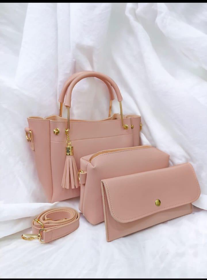 Women's PU Leather Plain Handbag Set – Stylish & Durable Shoulder Bags