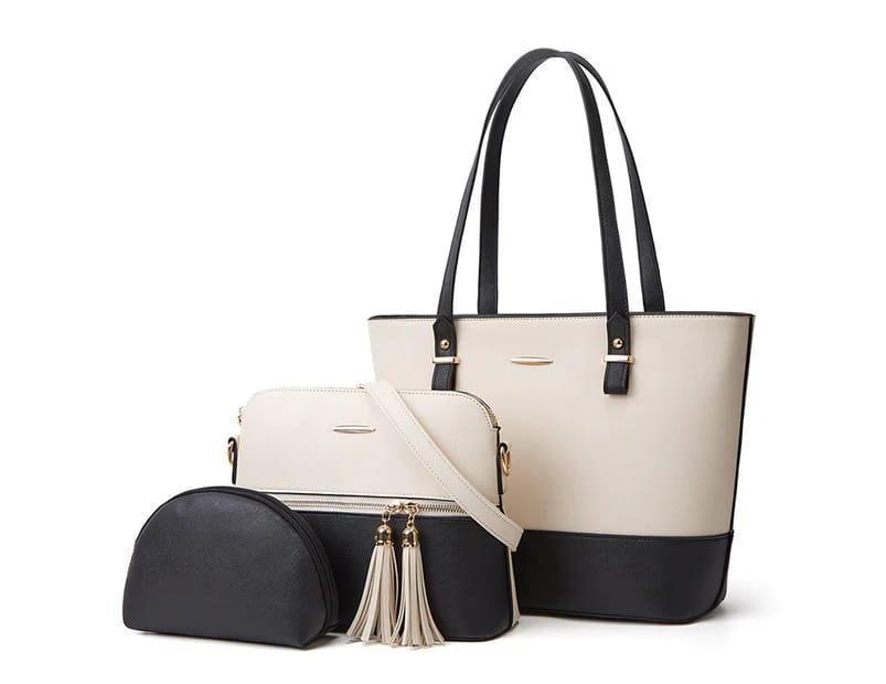 Premium PU Leather Textured Handbag Set for Women