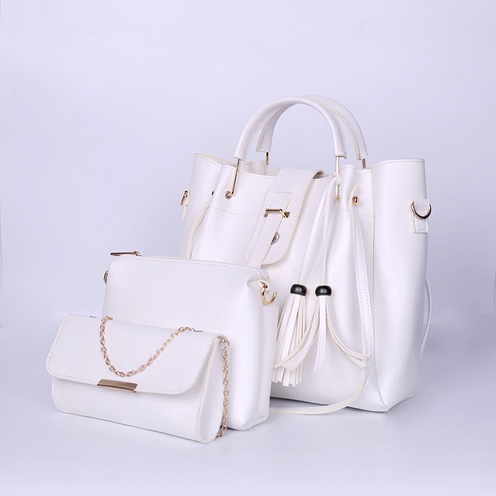 Trendy 3 Pcs PU Leather Handbag Set – Shoulder, Tote & Pouch
