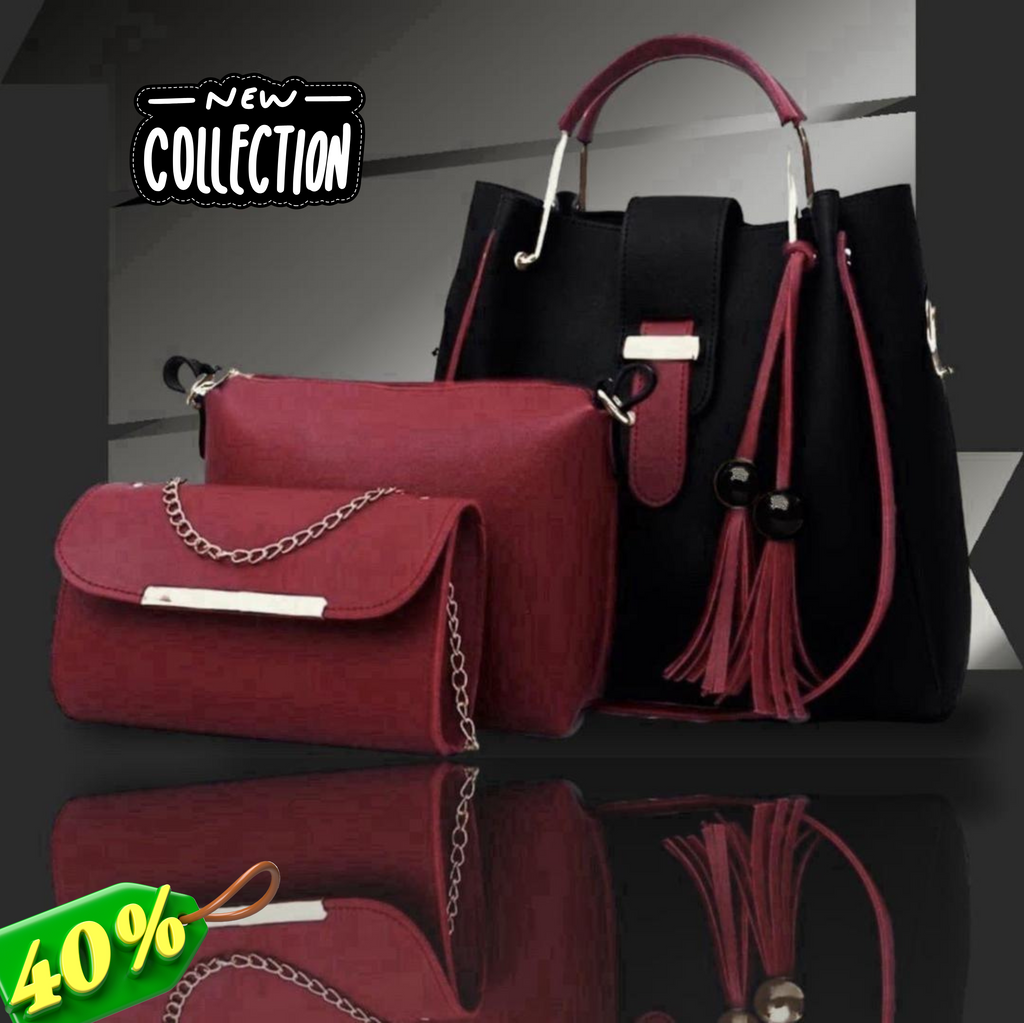 Women's Elegant Rexine Plain Handbag Set – Stylish & Durable Daily Use Bags