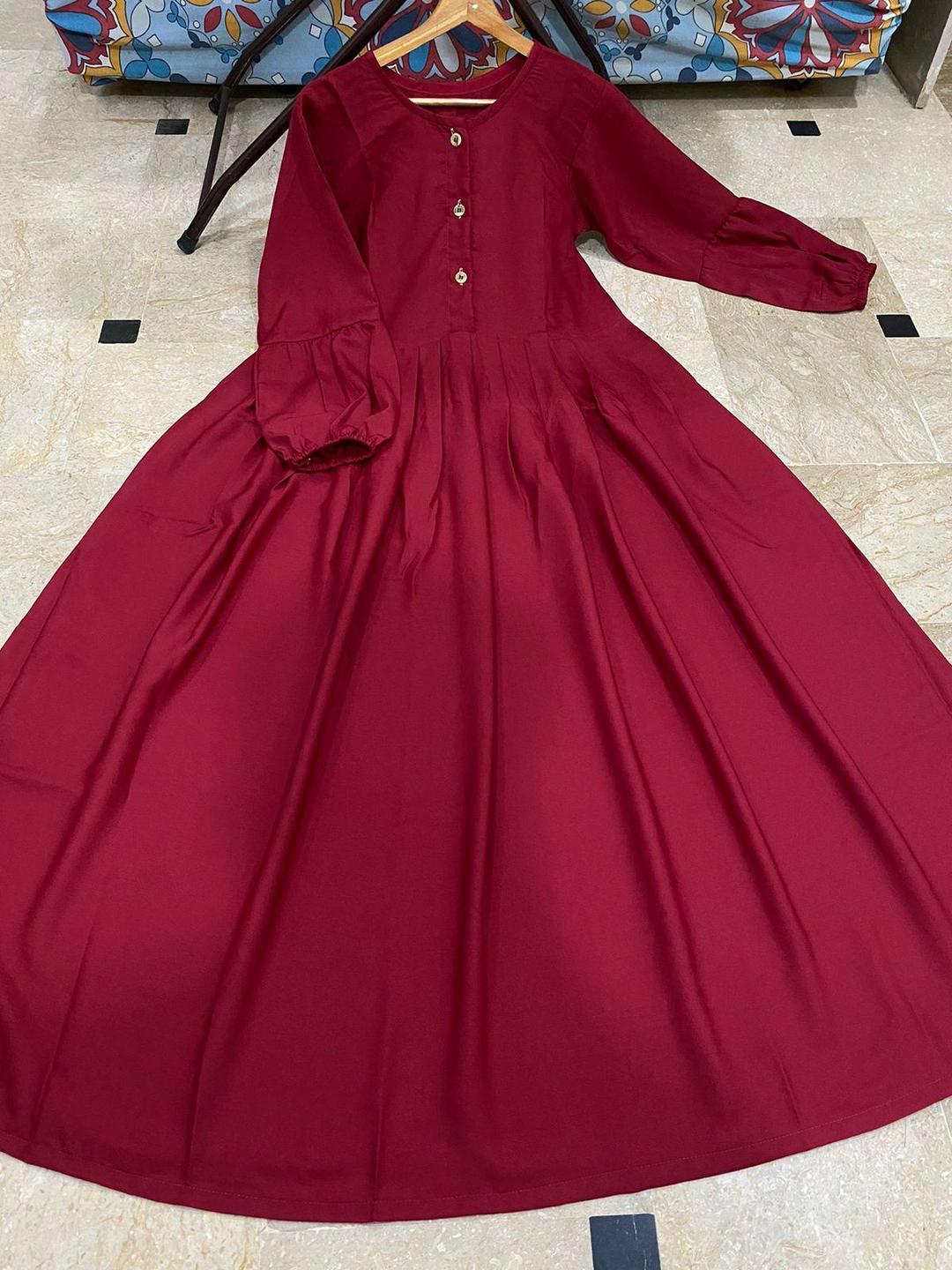 Classic Maroon Georgette Maxi Abaya - 1 Pcs