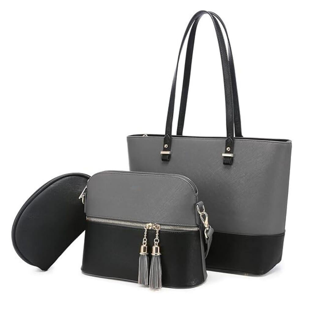 Premium PU Leather Textured Handbag Set for Women